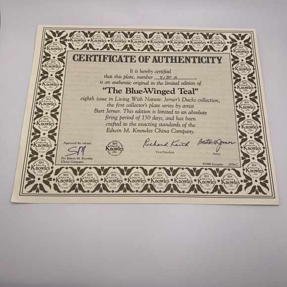 The Blue Winged Teal Plate Living With Nature Jerners Ducks Bart Jerner Knowles - Picture 6 of 9